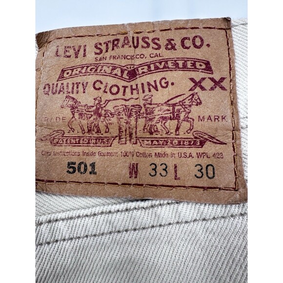 VINTAGE Levi's 501 Jeans Mens 33x29 White Denim Straight Button Fly 90s USA - Picture 7 of 14
